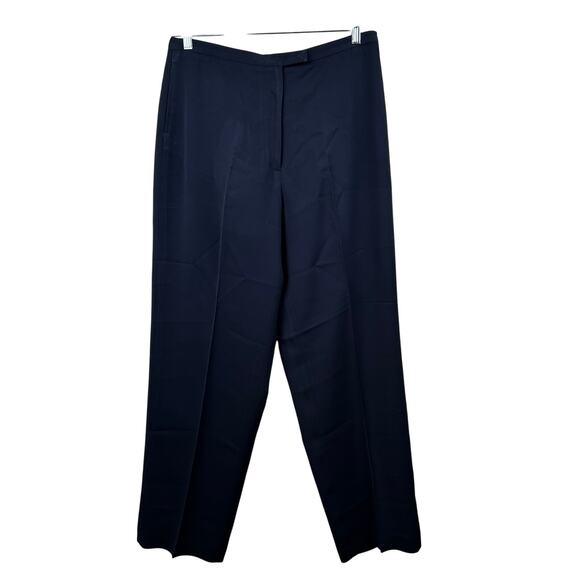 Eddie Bauer Trouser Dress Pant Lined Pockets Flat Front Navy 16 Office Classic - Picture 1 of 11